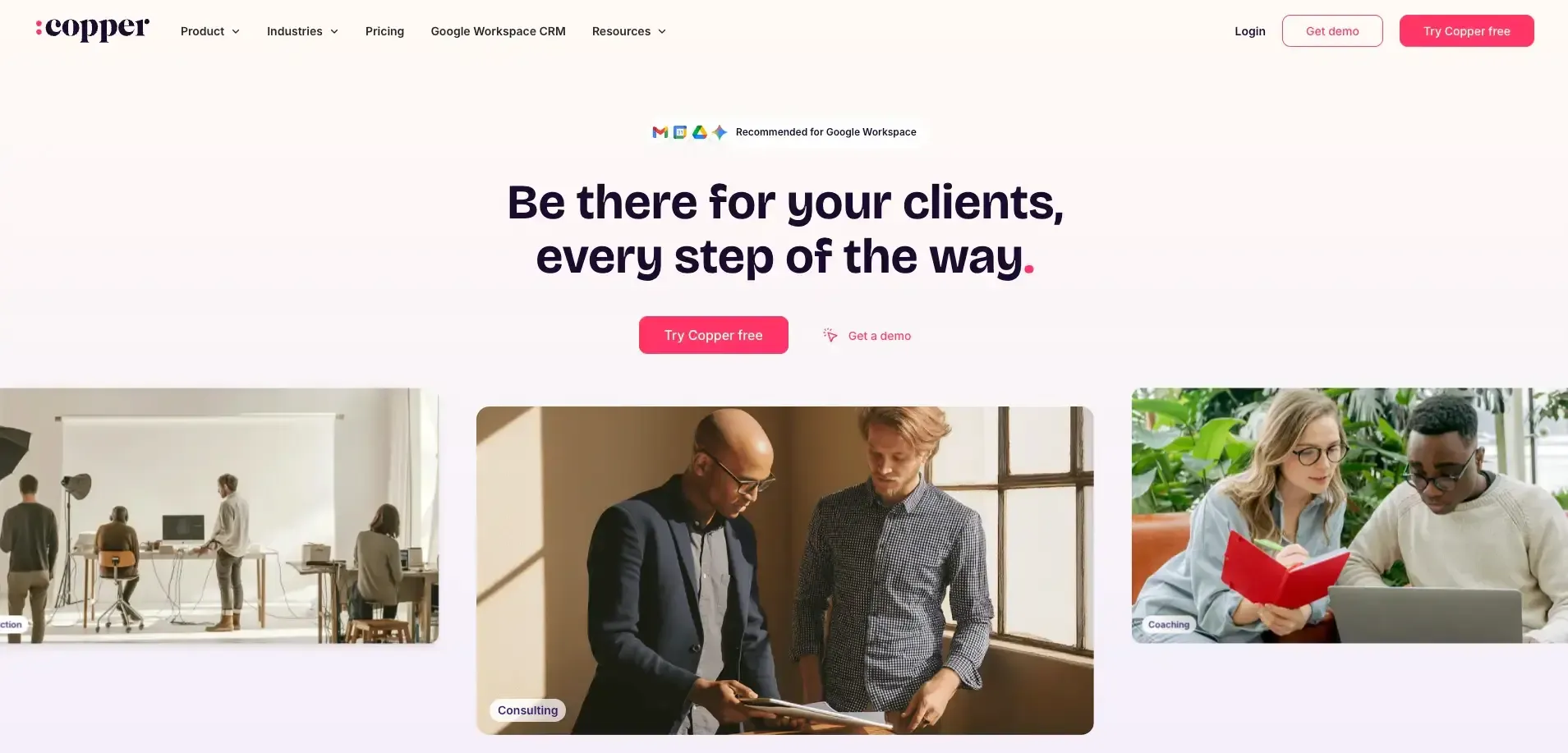 Copper's landing page